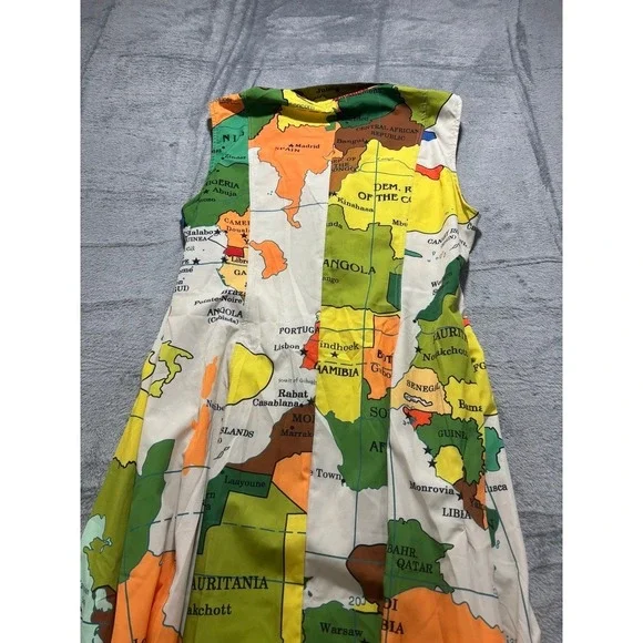 XPluswear Map Print Dress Women XL Multicolor Sleeveless Button Front Shirt - Picture 11 of 11